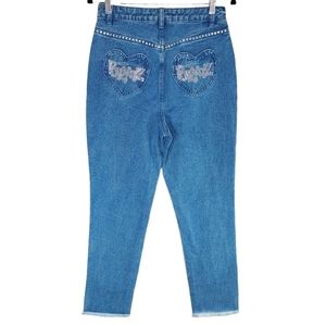 Dolls Kill x Bratz Lap of Luxury Size M Embellished Rhinestone Fray Jeans